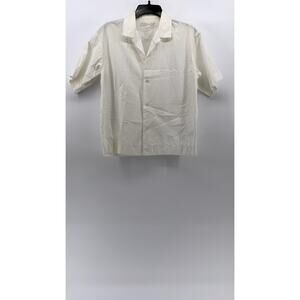 MUJI Men's White Boxy Button-Up Short Sleeve Camp Collar Shirt SZ 2XS/XS